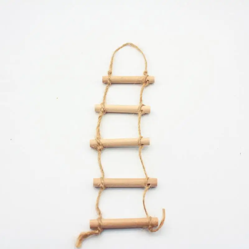 ✰✪1Pcs Dollhouse Mini Wooden Hemp Rope Hanging Ladder Pet Gardening Miniature Scene Model Toys Doll House Accessories