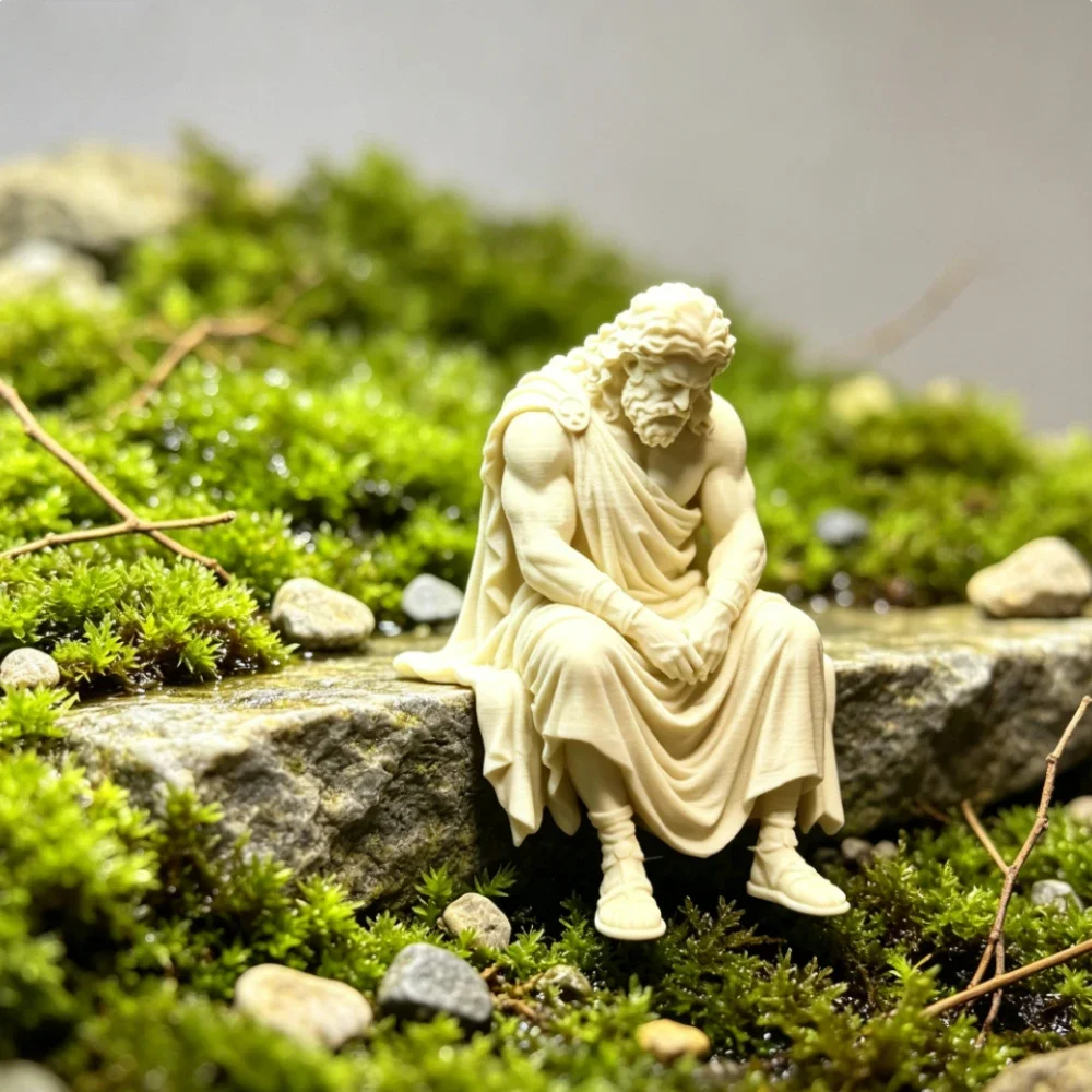 Meditation Zeus 3D Printed Shelf Sitter Statue Retro Greek Sitting Shelf Figurine Mythology Home Office Art Ornament Decor Gifts