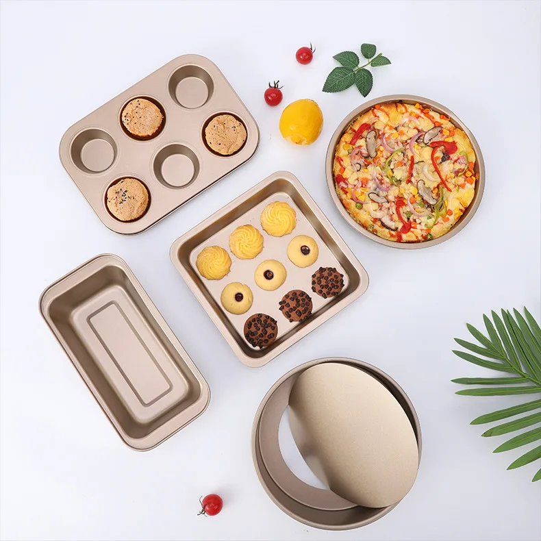 Baking tools Household oven Cake Tin 6-straight flat cup pizza Carbon steel toast box Square baking pan set