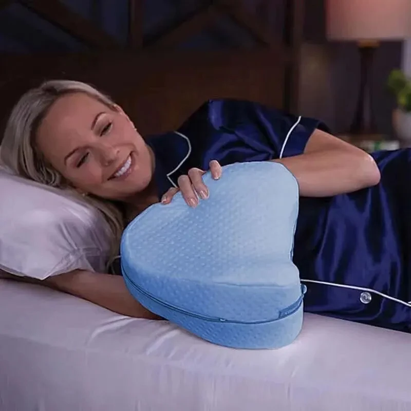 Ergonomic Heart-Shaped Leg Pillow - Soft Slow-Rebound Memory Cotton for Side Sleeping, Spine Alignment & Pressure Relief