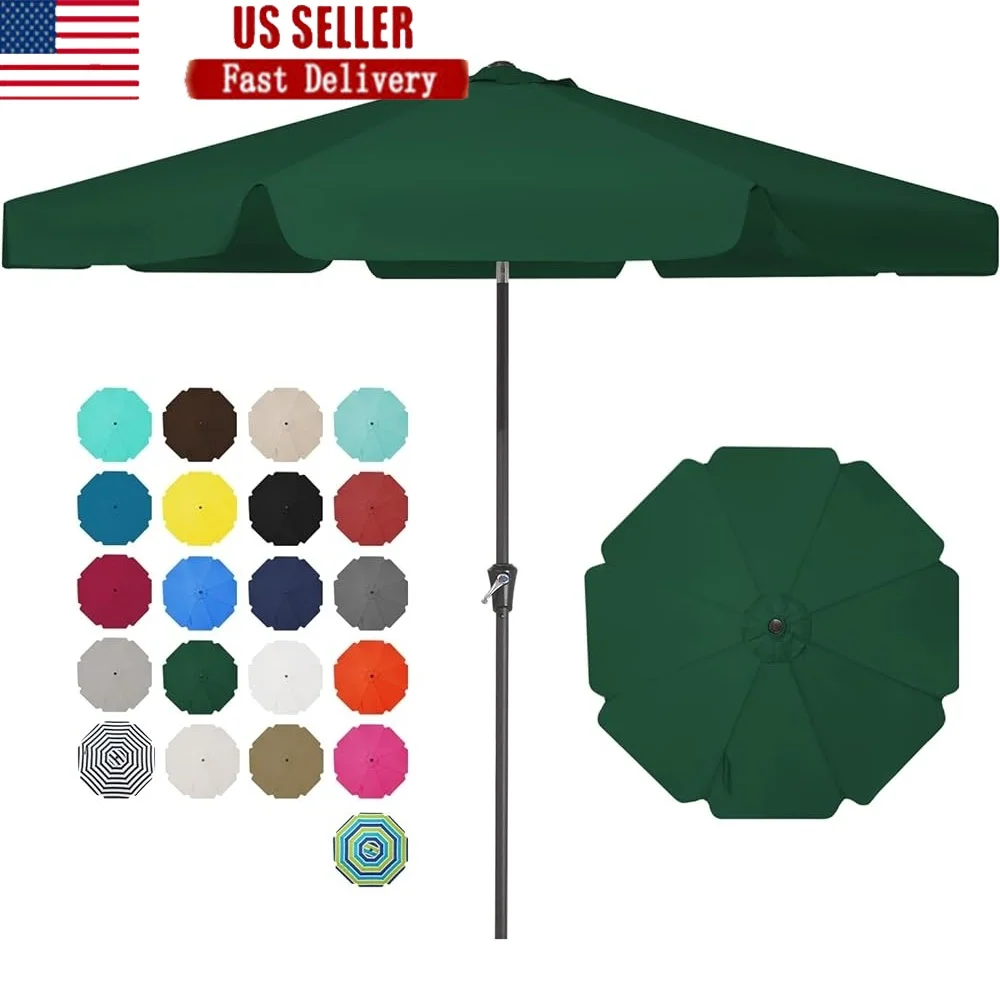 

9ft Patio Umbrella Outdoor Market Sunshade with Push Button Tilt Crank Waterproof UV Resistant Air Vented Windproof Garden Deck