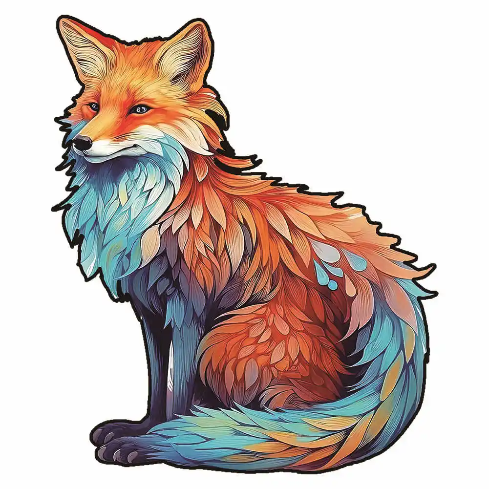 

Fox Wooden Jigsaw Puzzle Holiday Gift Irregular Animal Shape Wood Decorative Jigsaw Puzzle Christmas Gift Adult Decompression.
