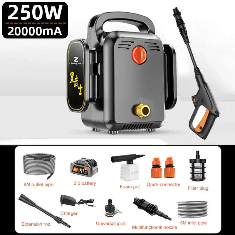 100Bar High Pressure Car Washer Machine 350W Wireless Washer Water Gun Tool Pump Lithium Battery Rechargeable for Home Car