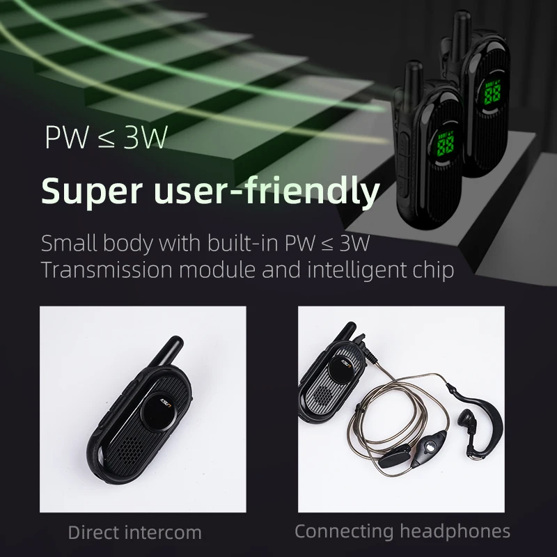 KSUN V9 USB شاشة LED راديو FM قابلة للشحن صغيرة 400-470 ميجا هرتز UHF اتجاهين راديو جهاز اتصال لاسلكي صغير