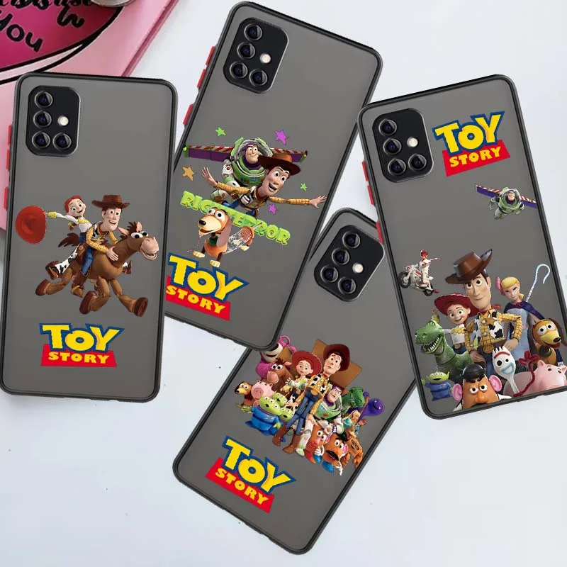 

Fashion Toy Story Pattern For Samsung A56 A42 A36 A34 A33 A32 A23 A16 A04 A03 Note 20 5G Frosted Translucent Phone Case