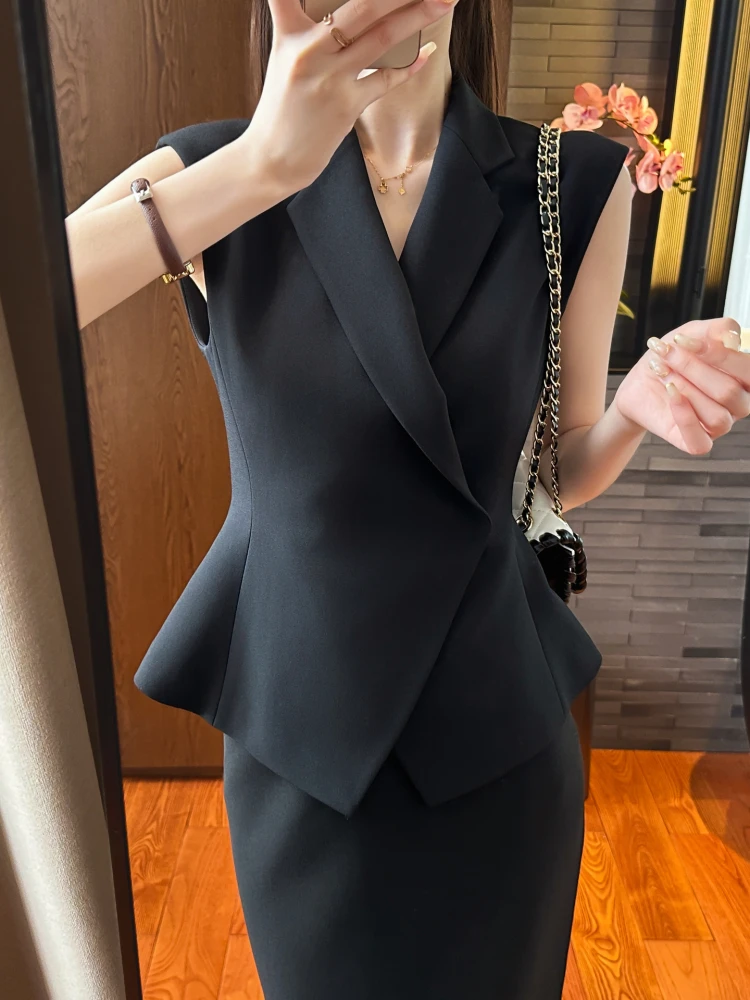 

You See Commute Sle V-Ne Svel Waist-Cinched Design Slimming Effect Busin Casual Faion Women's Vest Jaet