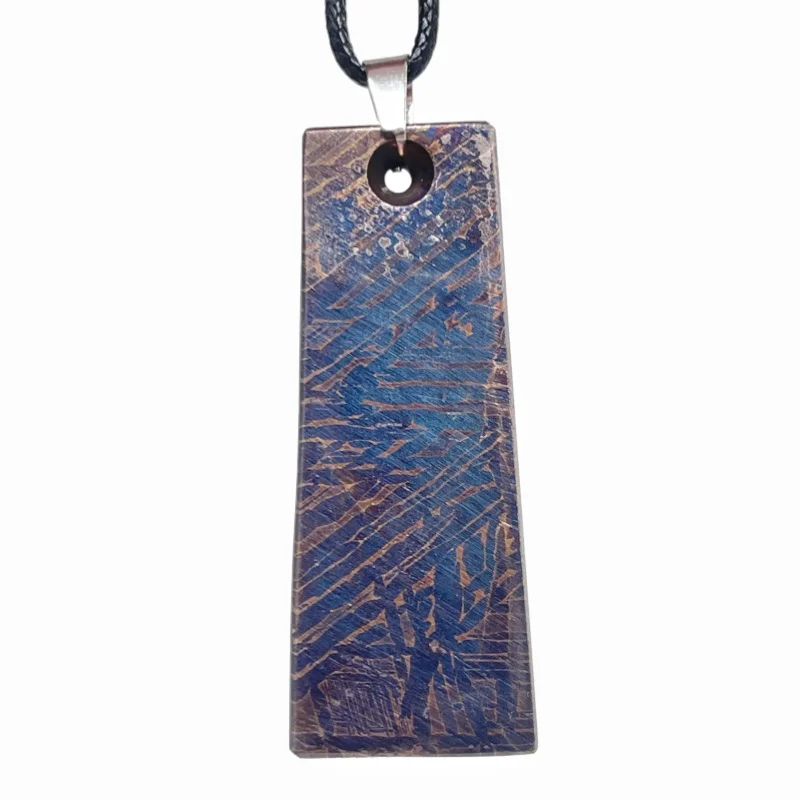 Muonionalusta Iron Meteorite Pendant Natural Meteorite Slice Necklace High Temperature Colored Jewelry Collection LK535