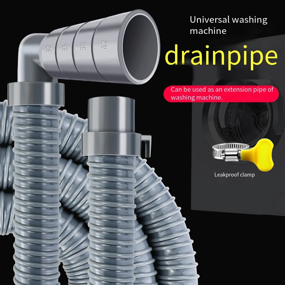 1 متر خرطوم الغسالة يمنع انسداد غسالة أوتوماتيكية بالكامل استنزاف الأنابيب تمديد أجزاء استبدال خرطوم تحت الماء #5