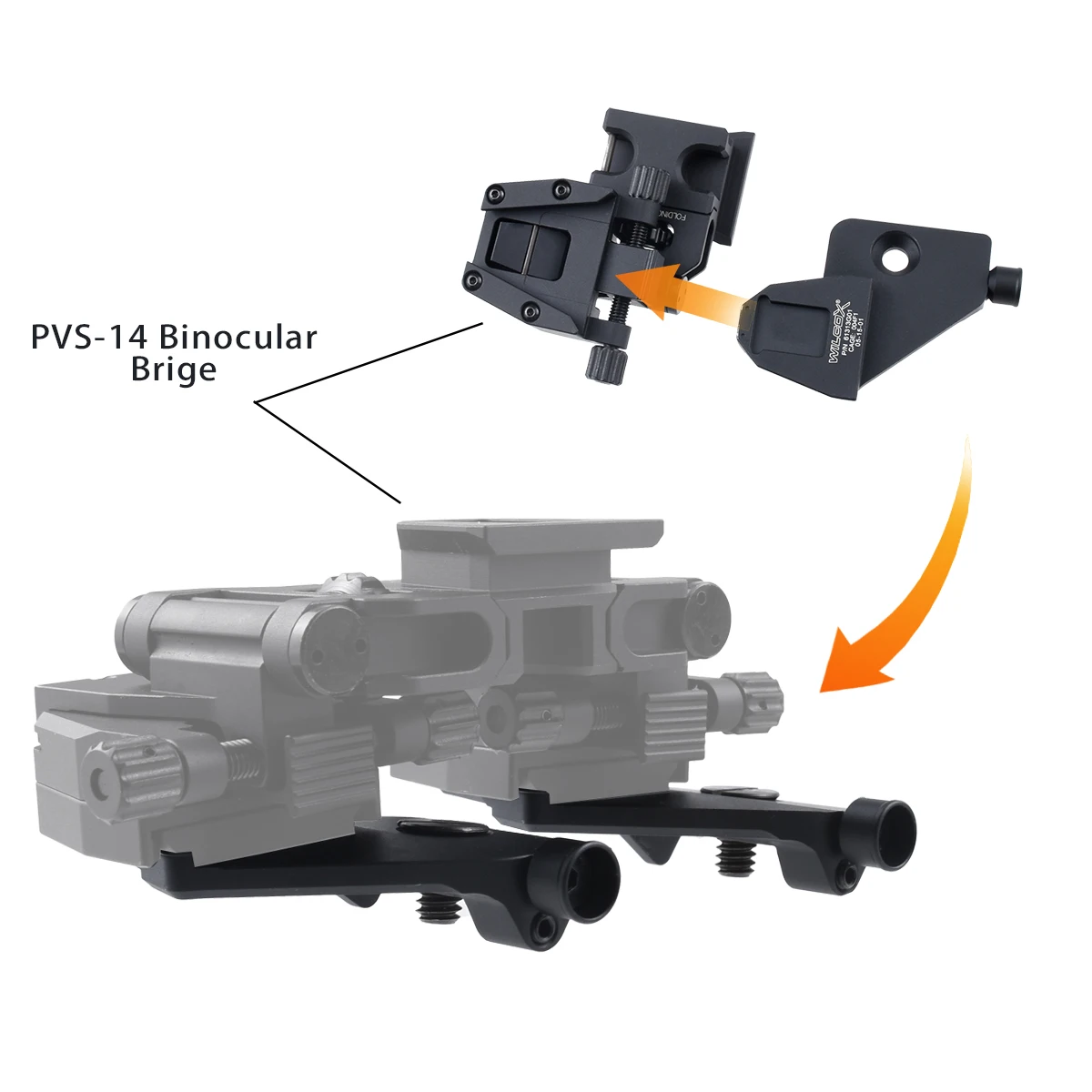 Tactical PVS-14 Binoculars Bridge NVG Night Vision Goggle L4G24 Mount Bracket Assembly Couples Flip to Side PVS14 Aluminum Alloy