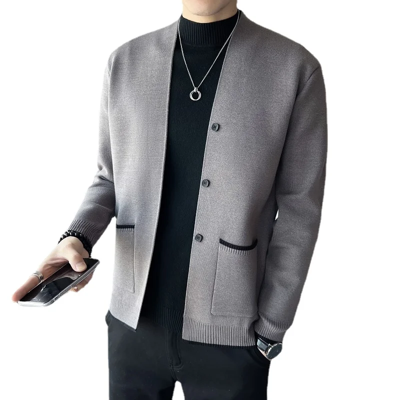 Cardigan tricoté de haute qualité pour hommes, nouvelle veste de printemps et d'automne