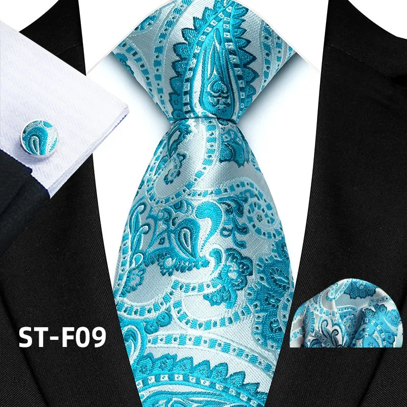 Florales Paisley-Krawattenset für Herren, Vintage-Krawatte, Taschentuch, Manschettenknöpfe, Set für Herren, klassische Anzugaccessoires, hochwertige Gravata – Detail 14