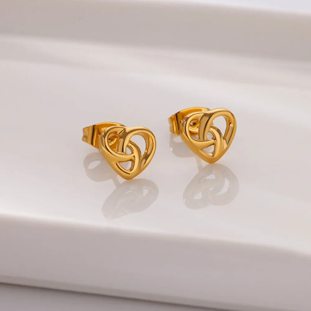 Hollow Heart Pendant Stainless Steel Stud Earrings For Women Gold Color Wedding Aesthetic Earring Luxury Jewelry Accessories BFF