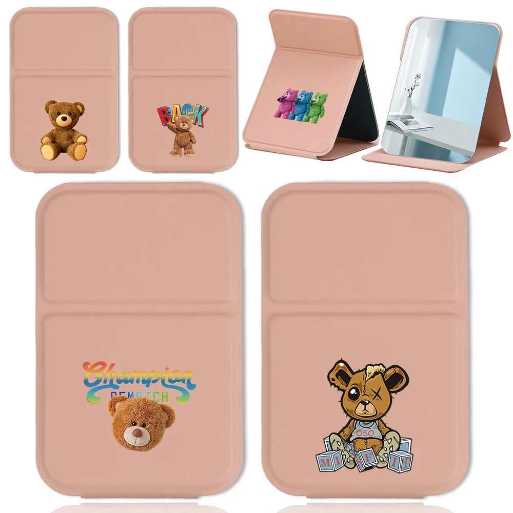 

Portable Adjustable Makeup Mirror Creative Print Portable Pocket Mirror Handheld Foldable Cosmetic Tool Gift Bear Pattern