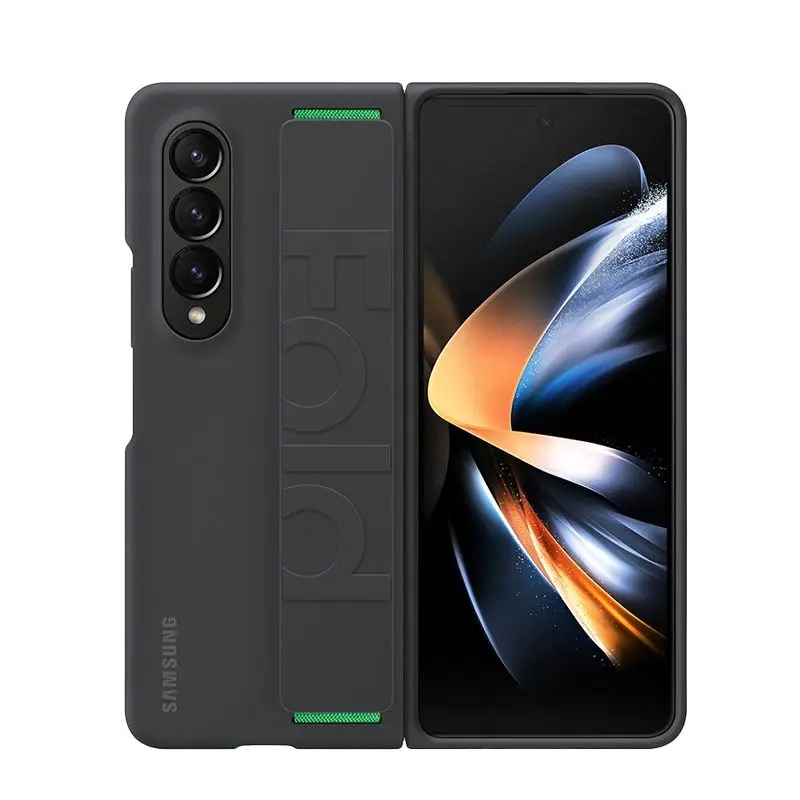 Silky Touch Liquid Silicone Grip Case Strap For Samsung Galaxy Z Fold 4 Fold4 Wristband Rubber Band Anti-Fingerprint Armor Cover