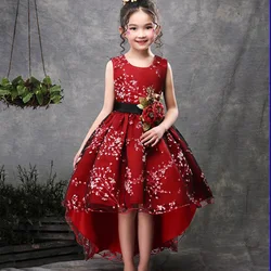 Baby Girls Flower Princess Ball Gown Party Tutu Trailing Dress For Brithday Wedding Kids Christmas Dresses Children Clothing