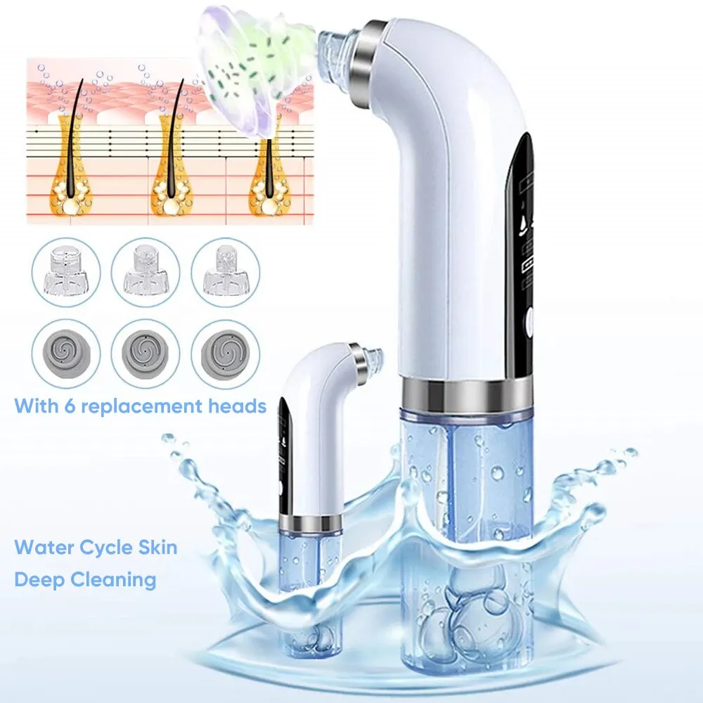 Woman Girl Home Use Water Cycle Black Head Pore Cleansing Suction Face Acne Remove Vacuum Blackhead Remover White