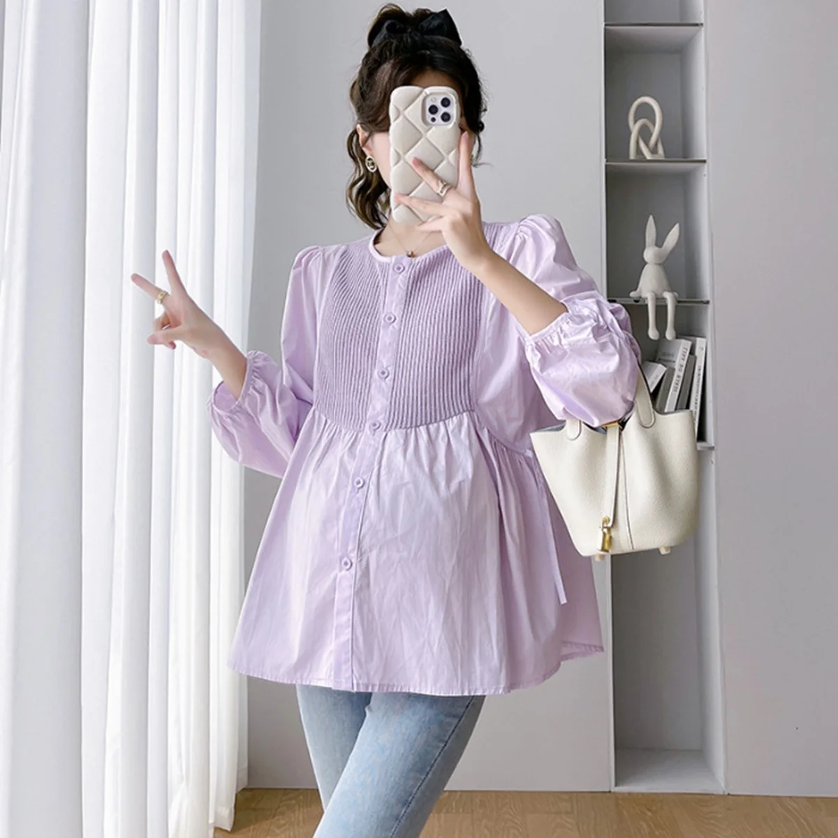 Maternity Clothes Long Sleeve Blouse Nursing Top Lactation Shirt Spring Autumn Casual Female Women Blouse Shirt Top Plus Size