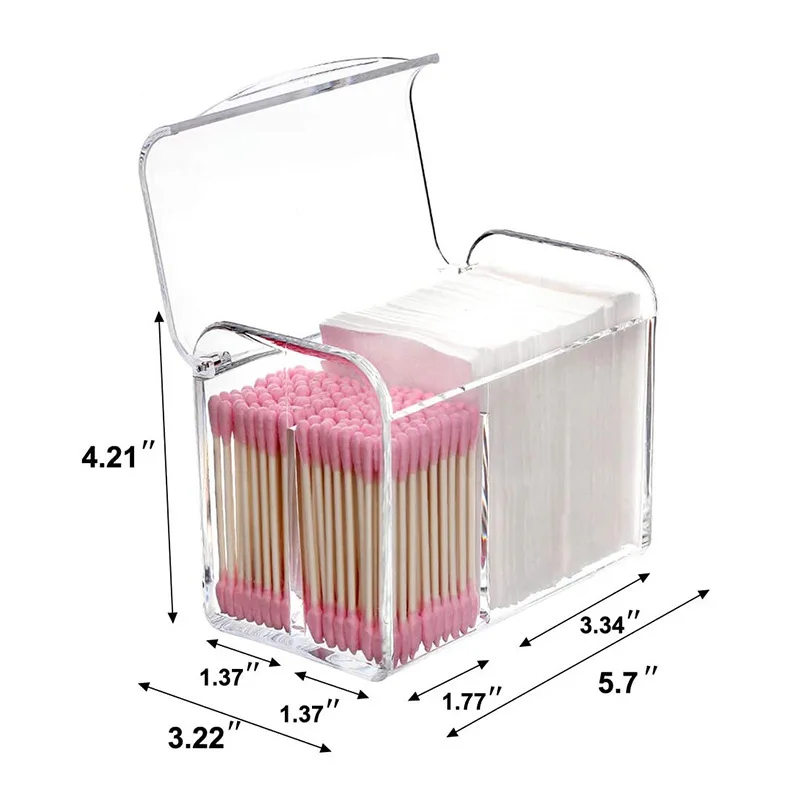 Waterproof Makeup Cotton Pads Storage Box Plastic Cosmetic Swabs Organizer With Lid Transparent Makeup Holder