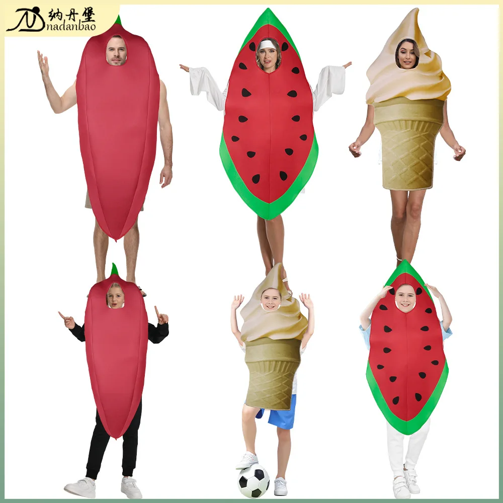 

Watermelon Ice Cream Pepper Sponge Costume Halloween New Internet Celebrity Funny Stage Fun Costumes
