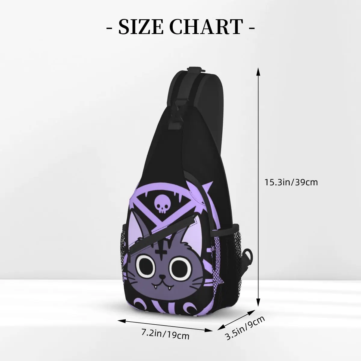 Black Meowgic Nikury Crossbody Chest Bags Pockets Travel Pack Messenger Sports Teens Shoulder Bag Unisex