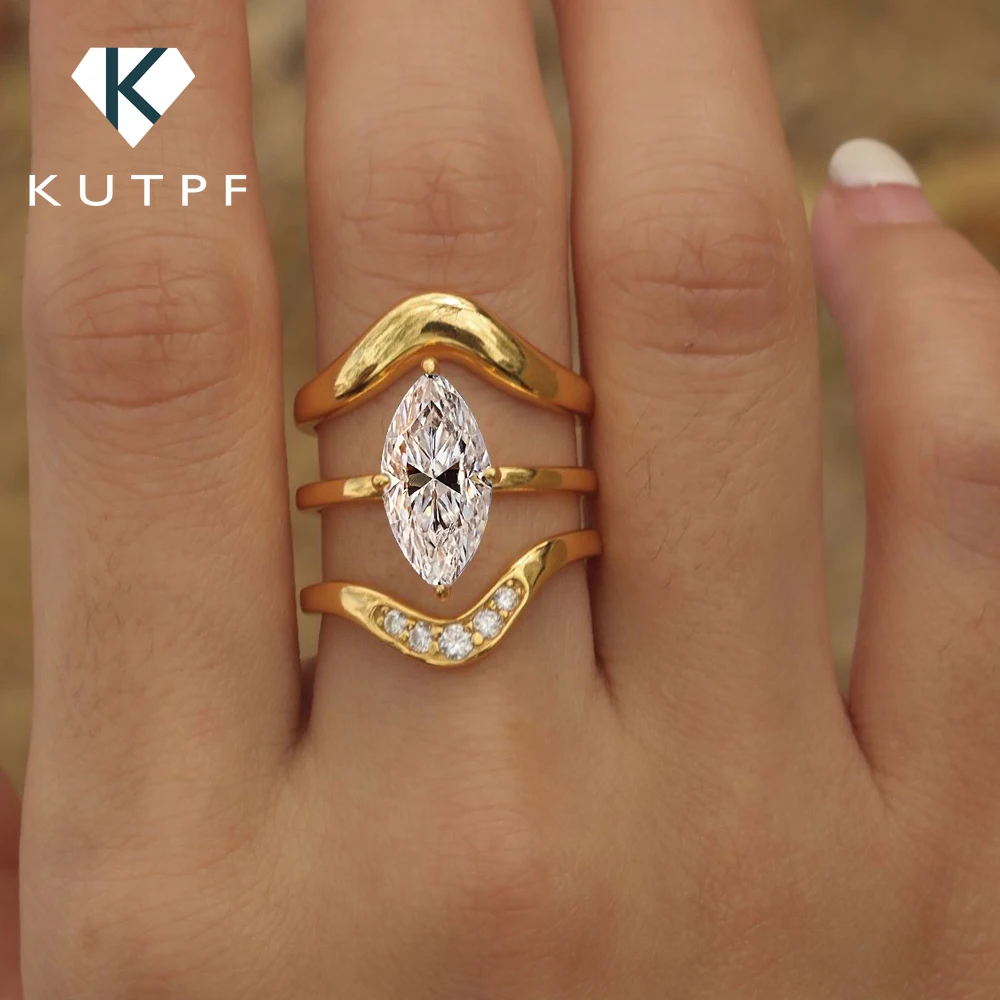 

3 Carat Moissanite Wedding Bridal Rings Set for Women Marquise Cut Diamond Engagement Ring with Certificate 925 Silver Jewelry