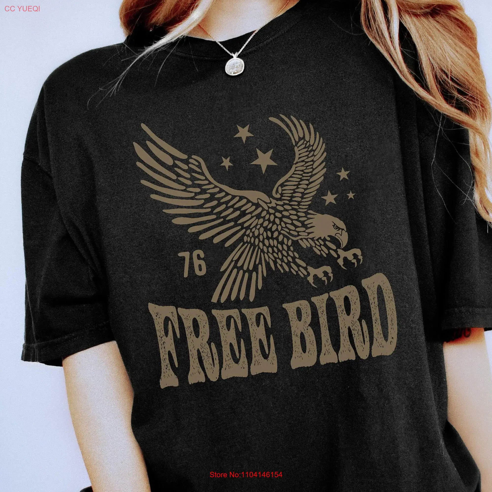 Eagle Free Bird T Shirt Retro Vintage 4th of July Comfort Colors American Freedom Boho  long or short sleeves