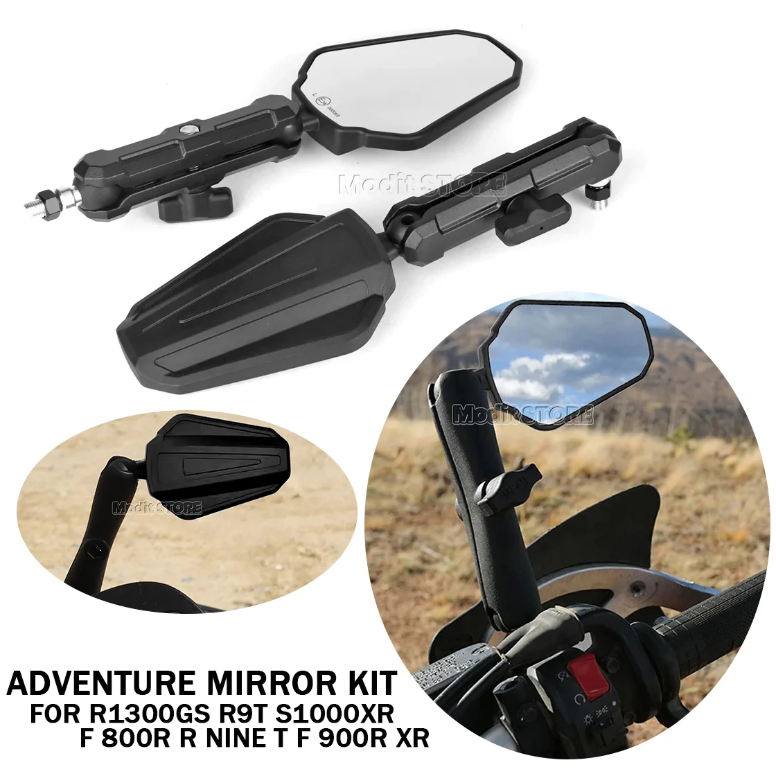 

Motorcycle West Wind Rearview Mirror Foldable Adventure Side Mirrors For BMW R9t S1000XR F 800 R Nine T F 900 R XR