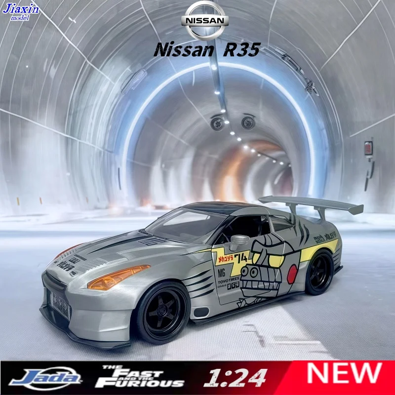 

Jada 1/24 Godzilla с большим хвостовым плавником, окрашенная в Фигурка модели автомобиля из сплава Nissan R35 для коллекции в подарок для детей