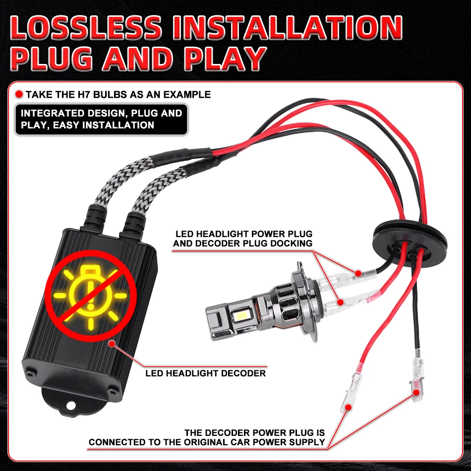 Bullvision 100W H7 LED Car Load Resistor Error Canceller LED Decoder Canbus Free No Errors Wiring Canceller Decoder Light