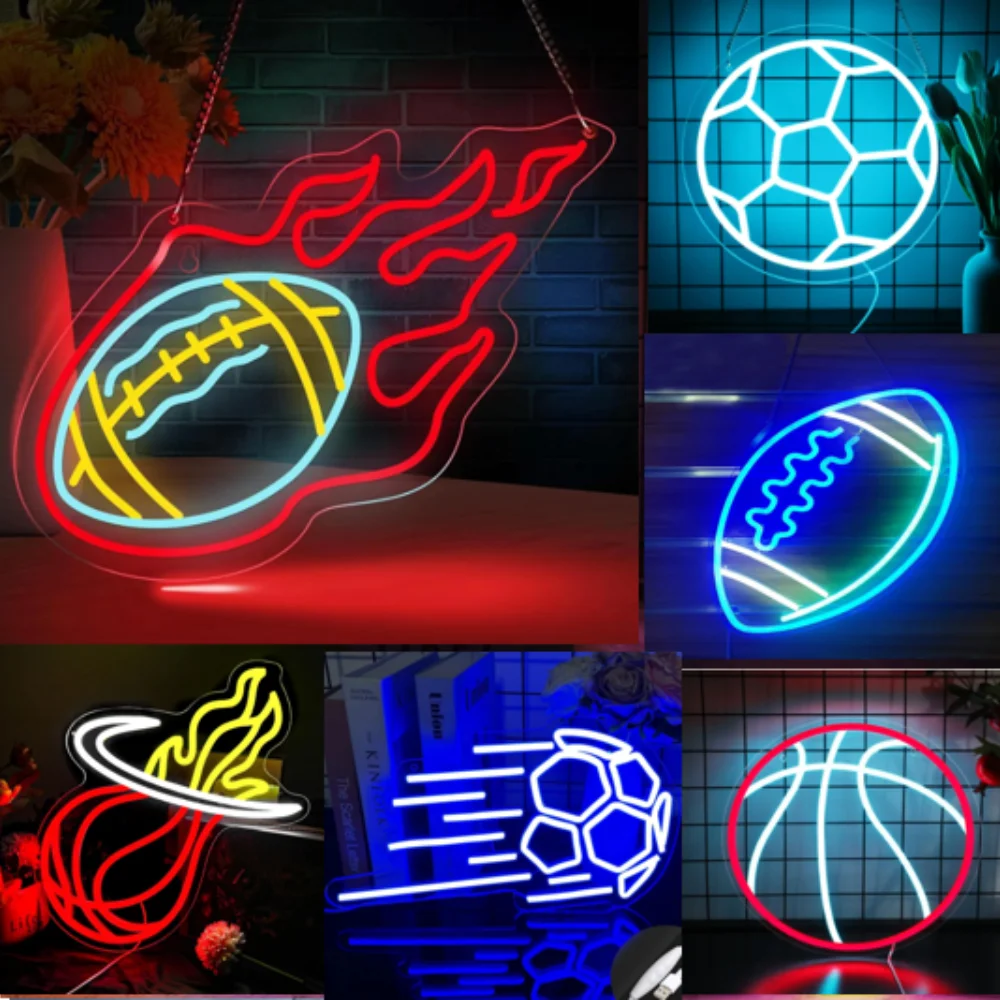 Volleyball Night Lights Football Neon Led basketball Sign USB Power Wall Ball Game Party Room Decortaion For Gym Sport Club