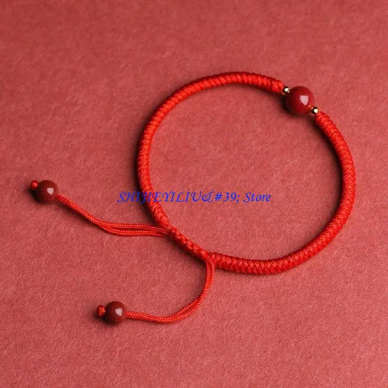 E21F Wrist Chain Adjustable Chinese Lucky Red Bangle Braided Rope Valentines Day Gift