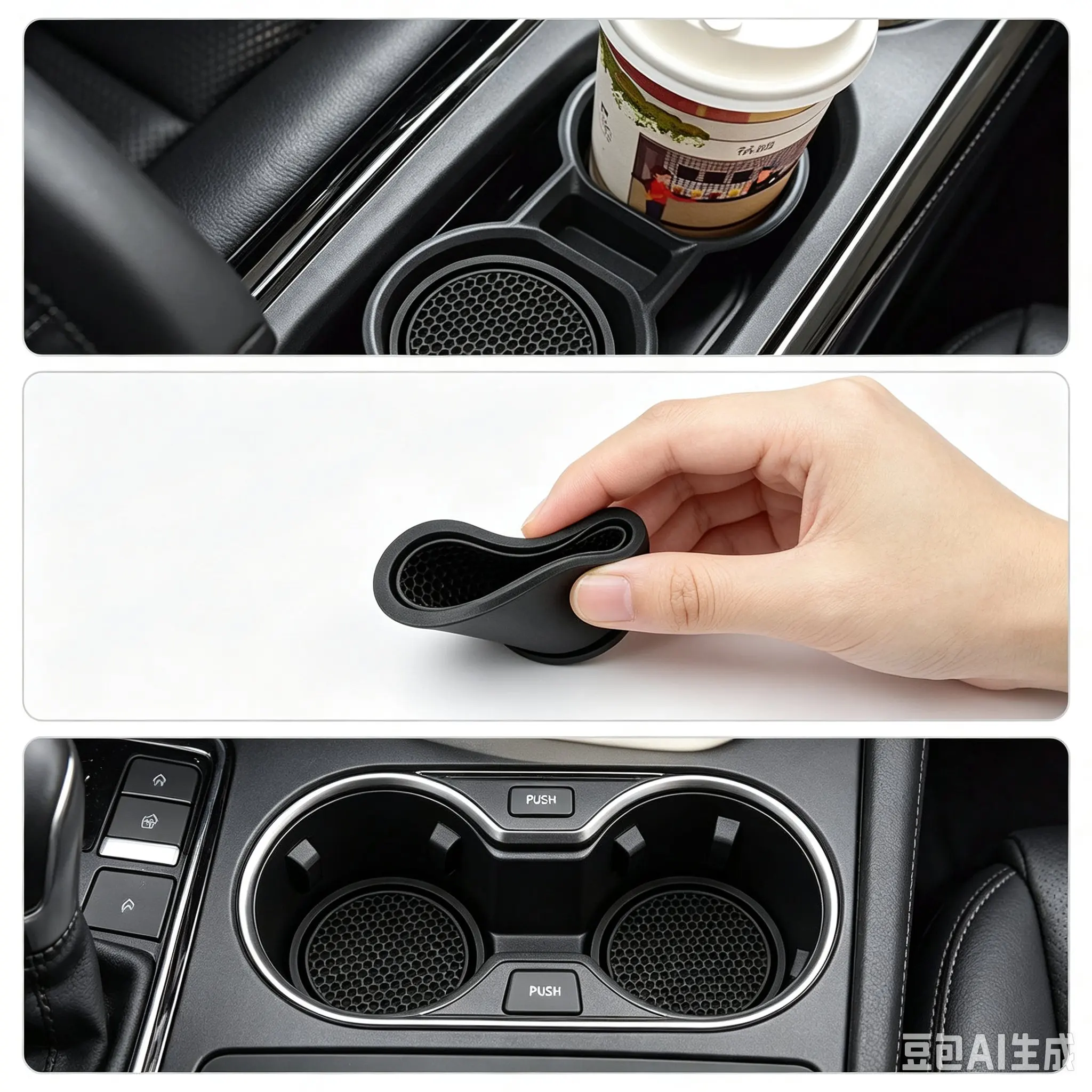2Pcs Bling Rhinestone Car Cup Coaster, Silicon Anti-Slip Waterproof Drink Holder Mat, Sparkling Auto Interior Decorative Pad, Cute Cabin Upgrade for Women Girls, Road Trips Daily Commutes Birthday Gifts and New Driver Essentials