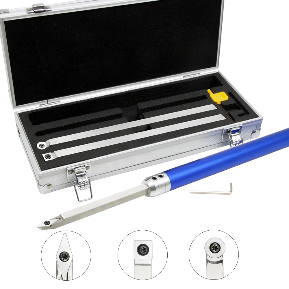 4 in 1 Carbide Wood Turning Tool Set for Lathe  Woodturning Tools with Aluminium Handle Stainless Steel Blade Bar in Storage Box