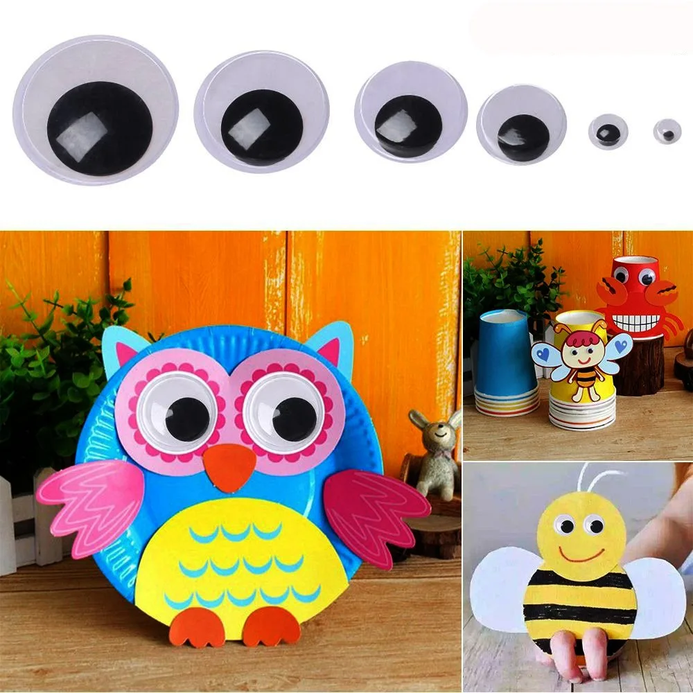 30/100pcs/bag 3D Dolls Activity Eyes Black&White Plastic Kindergarten Handmade Dolls Eyes With Adhesive Backed