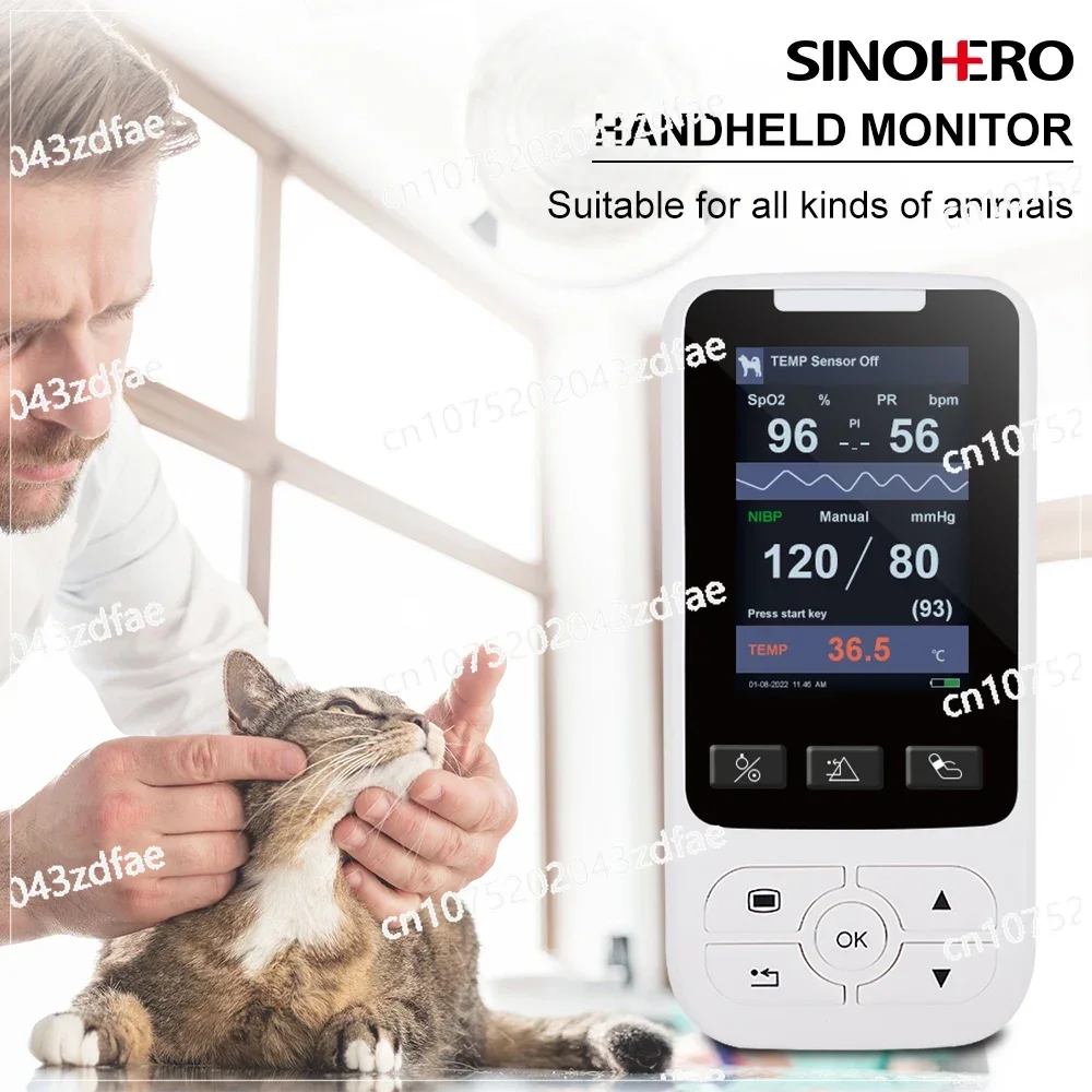 Veterinary Portable Vital Signs Monitor Pulse Oximeter SPO2 Saturation NIBP TEMP Handheld VET Monitor for Cats Dogs Horse Pets