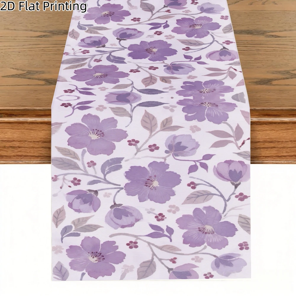 1 Piece of Purple Floral Design Table Runner, Suitable for Farmhouse, Indoor, Kitchen, Celebrations, Table Decoration, Restaurant and Banquet Decoration Supplies