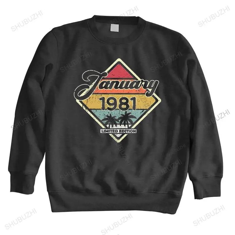 

Vintage 80s January 1981 hoodies Men long sleeve Print hoodie Urban 41th Birthday Gift Idea Cotton sweatshirts Top Clothes