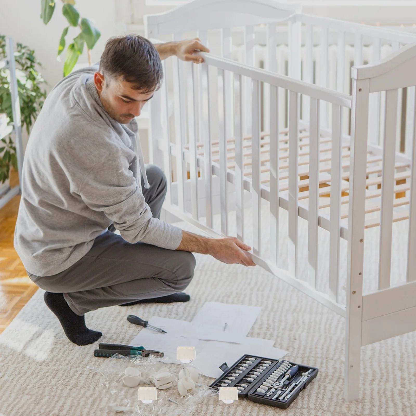 5 stuks boxbasisclips met zuigstabilisatoren voor kinderkamermeubilair, ondersteuning voor babypoort, kinderbeveiligingsaccessoires, kunststof