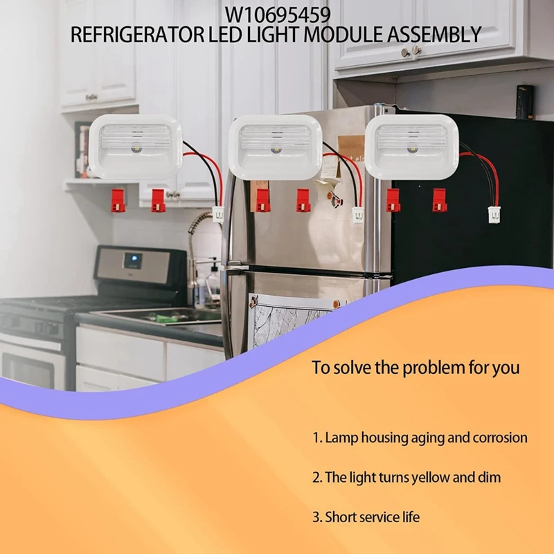 Imagem -02 - Substituição dos Componentes do Módulo de Luz Led W10695459 W10843353 W11205083 Whirlpool Kenmore Frigorífico 3pack