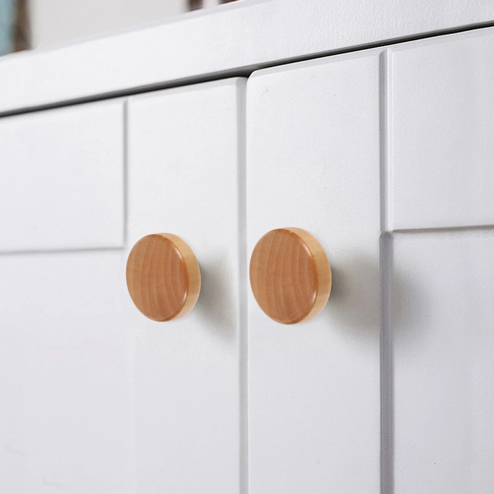 

6Pcs Rustic Solid Wood Cabinet Handles Round Single Hole Drawer Pulls for Kitchen Cabinets Drawers Wardrobes Wooden Furniture