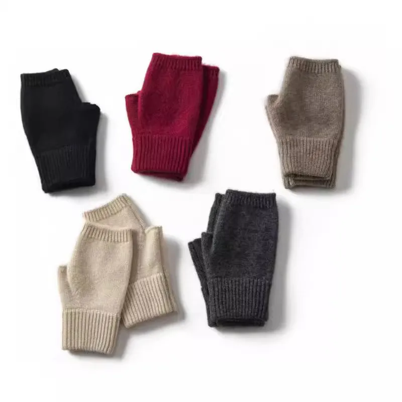 المرأة الكشمير نصف اصبع قفازات الشتاء الدافئة محبوك لمس قفازات للهاتف لينة مفتوحة تلميح جهاز تدفئة محمول للنساء الفتيات