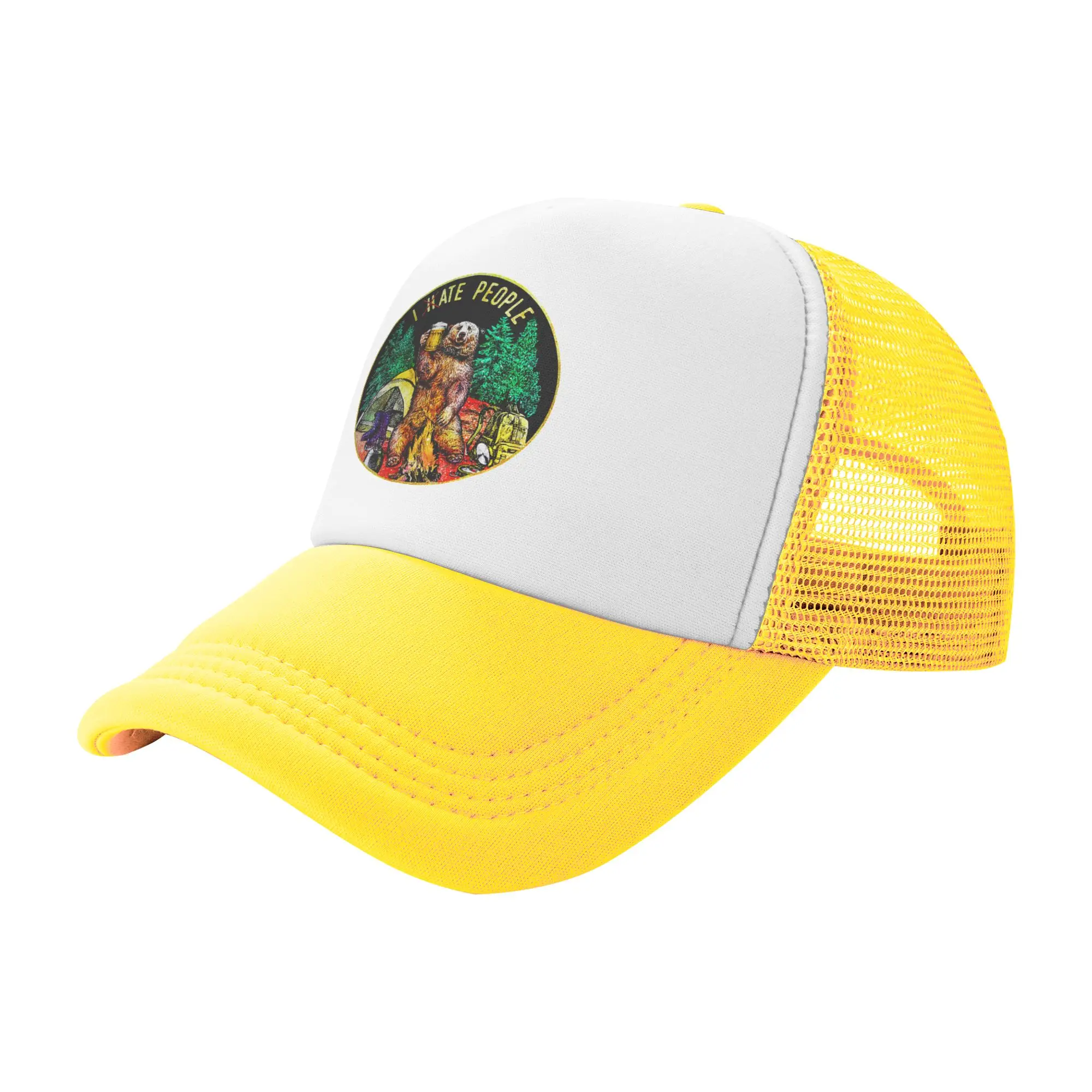 I Hate People Bear Camping Baseball Cap Outdoor Men Women's Adjustable Adventure Capmer Trucker Hat Spring Personalized Dad Hat