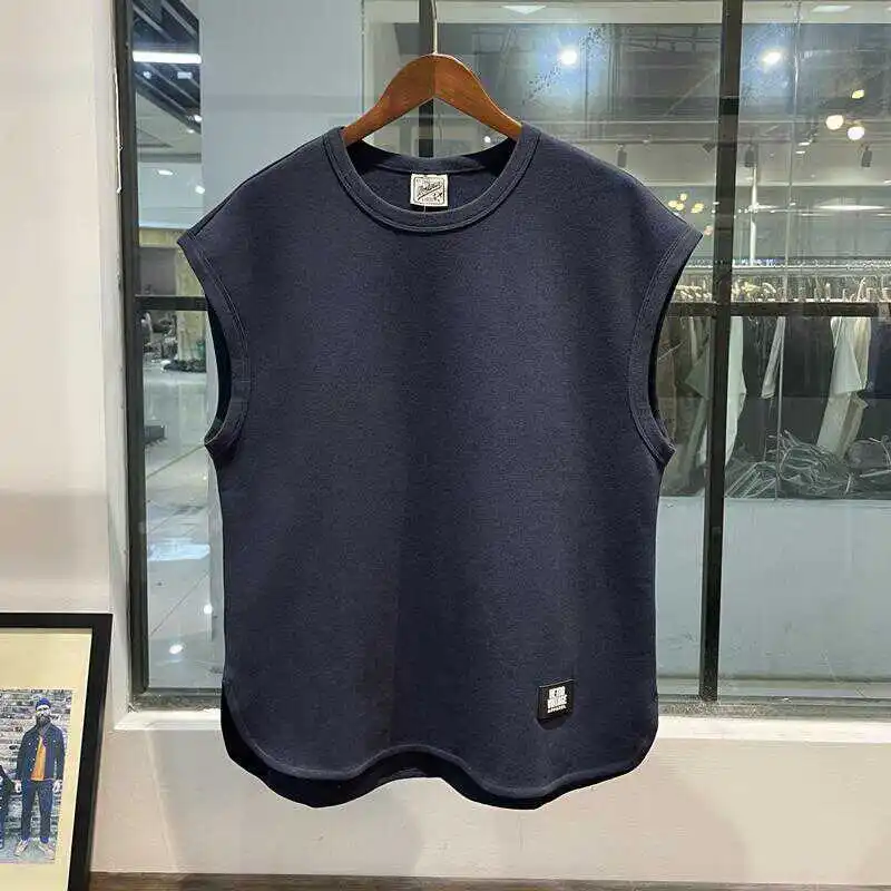 

Loose Men's Ice Silk Svel Vest Summer Training Baskeall Running Top Wear Outdoors Sweatirt Casual American Sle