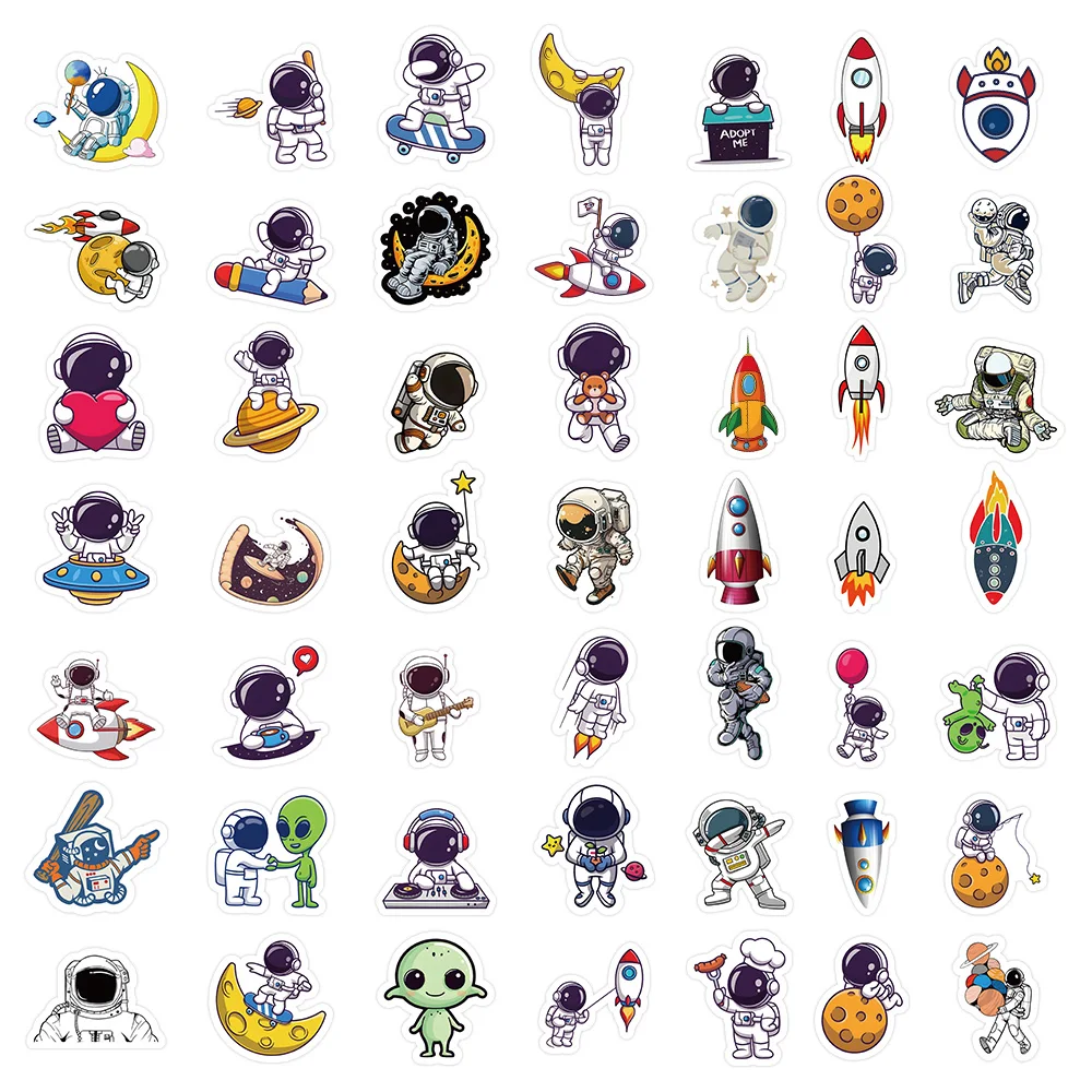 10/30/60PCS Coole Spaceman Graffiti Aufkleber Lustige Astronaut Cartoon Aufkleber Notebook Telefon Gitarre Helm Wasserdichte Aufkleber kind Spielzeug
