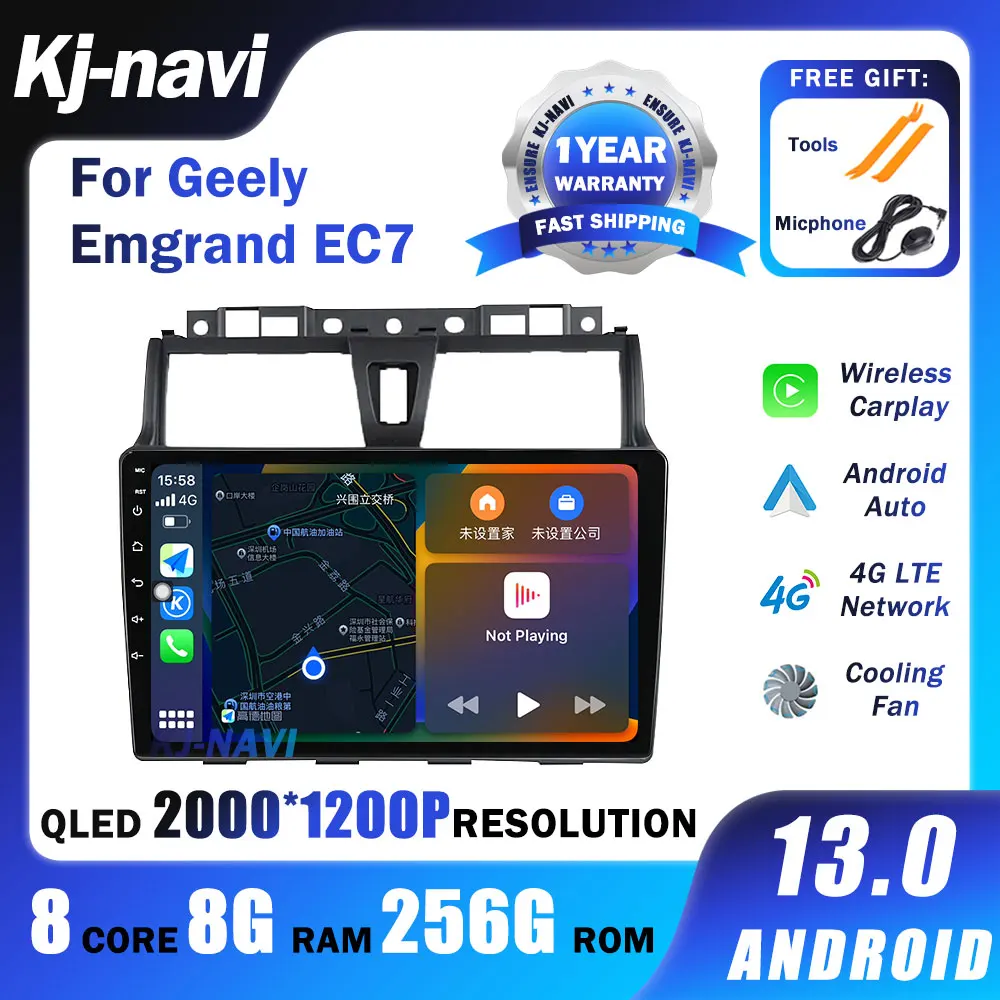 

Car Radio Navigation Android 13 For Geely Emgrand EC7 2014 2015 2016 WIFI 4G Video GPS Player carplay DSP No 2 Din DVD QLED BT