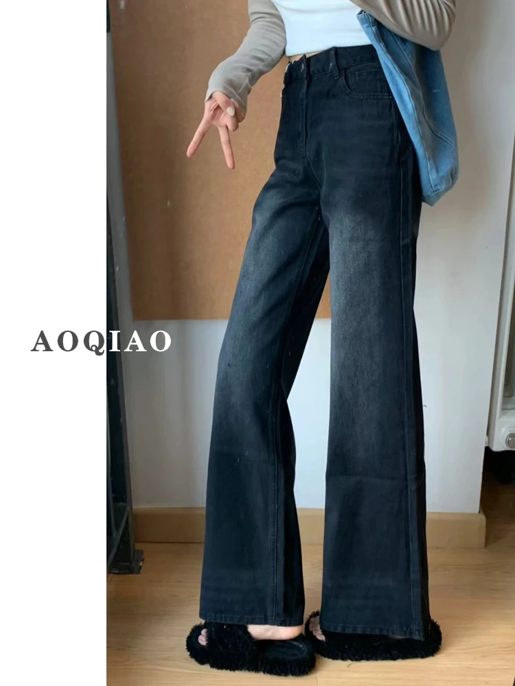 

Женские джинсы с высокой талией и широкими штанинами, весна 2026, новые, в американском ретро-стиле, свободные, стройнящие, струящиеся, прямые, в пол