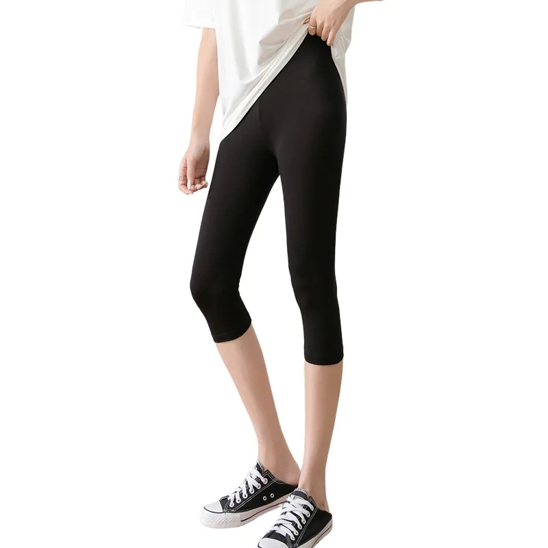 Leggings de sécurité pour femmes, pantalon capri, court, décontracté, amincissant, grande taille, haute commande