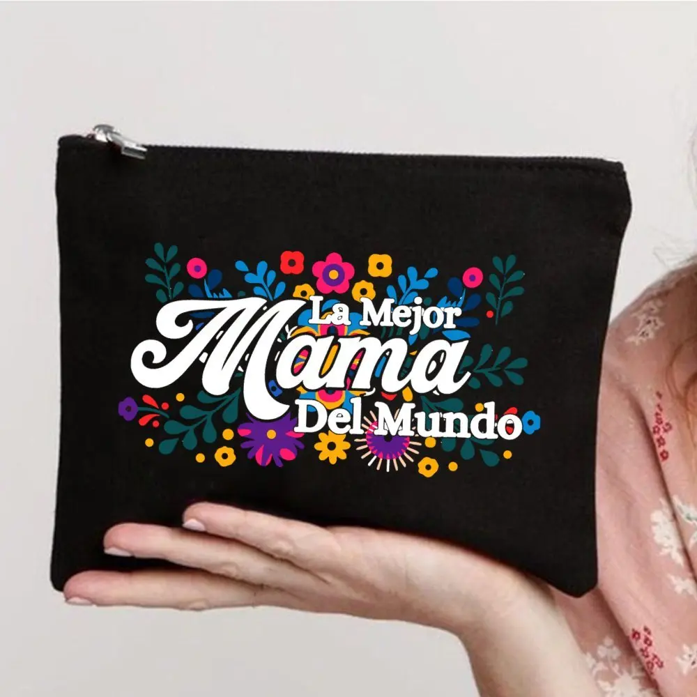 

Fun Spanish Mother's Day Makeup Bag, Quotation Printed Handbag Large Capacity Trendy Bags Outdoor Picnic, Party, Travelling
