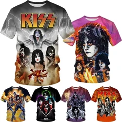 KISS Band T Shirt for Men Hard Rock Heavy Metal Tops 3D Print Indie Rock Vintage T-shirt Cool Womens Clothing Hip Hop Streetwear