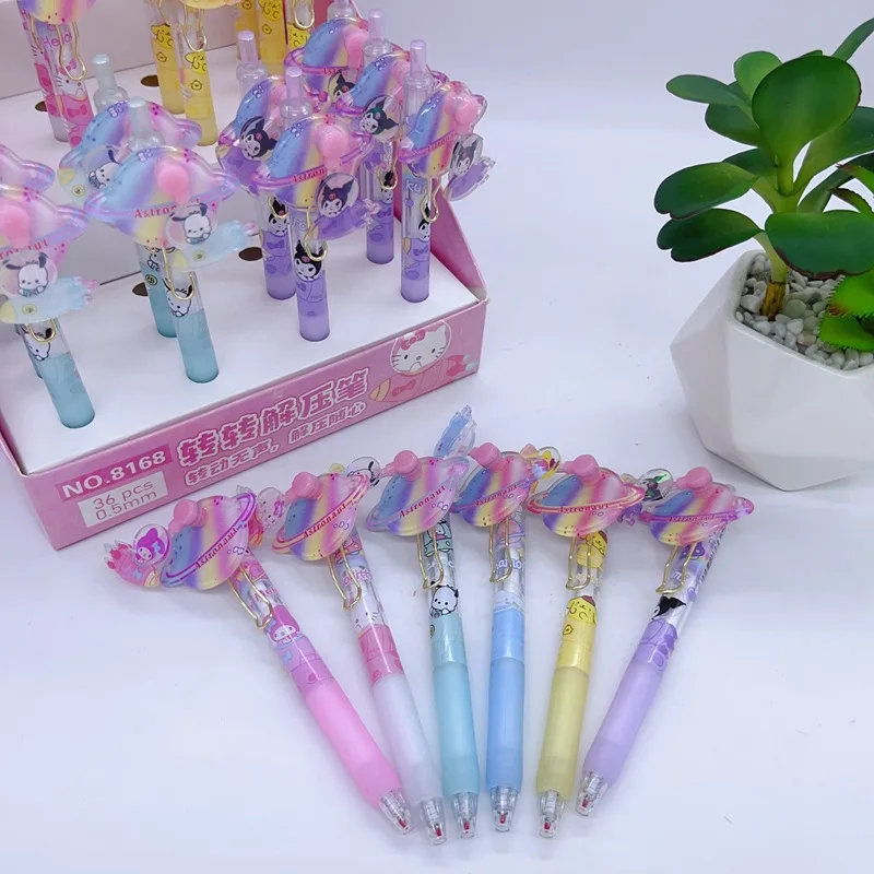 Sanrio 36pcs Creative Cartoon High Appearance Level Relief Pen Children's Cute Fun 0.5mm Cute Patch Press Neutral Pen